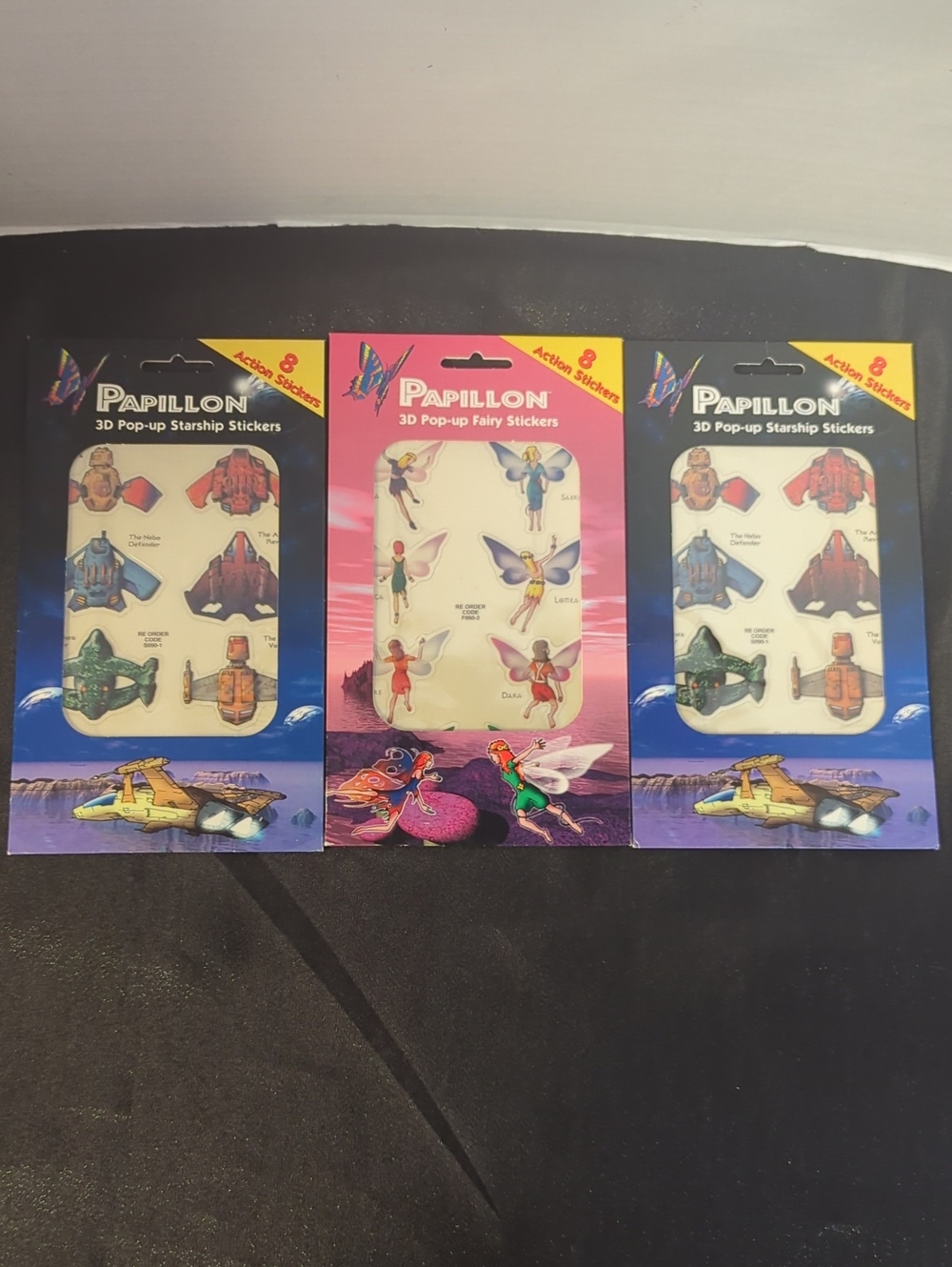 Papillon 3D Pop Up Starship And Fairy Stickers Lot Of 3 2001 NEW